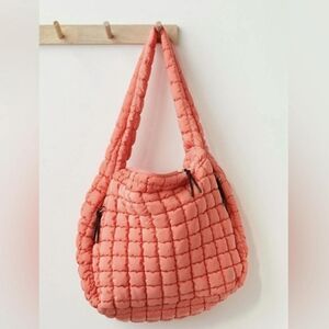 Free People Coral Carry All Quilted Shoulder Bag, NWT.  Color Is Sold Out